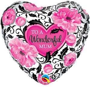 Floral To a Wonderful Mum Heart Shaped Balloon