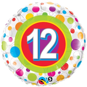 Colourful Dots Twelfth Birthday Balloon