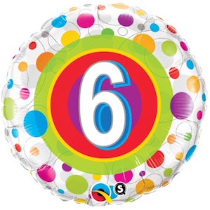 Colourful Dots Sixth Birthday Balloon