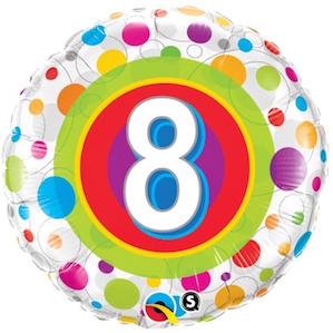 Colourful Dots Eighth Birthday Balloon