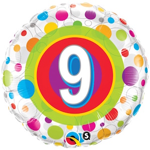 Colourful Dots Ninth Birthday Balloon