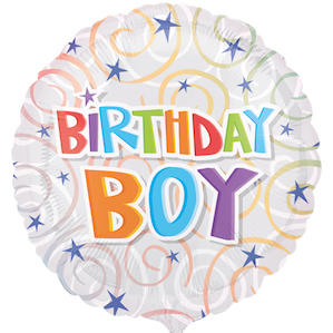 Birthday Boy Swirls Large Round Foil Balloon