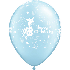 Blue Happy Christening Latex Balloon