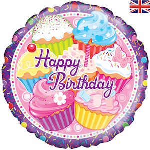 Cupcake Birthday Happy Birthday Foil Balloon