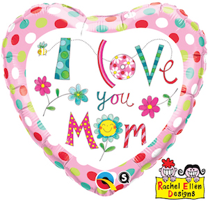 Heart Shaped Happy Mother's Day Balloon with Flowers