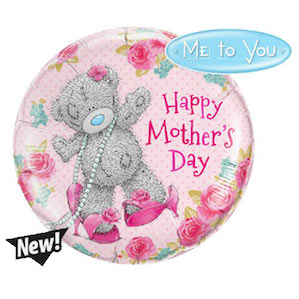 Round Happy Mother's Day Balloon with Bear on