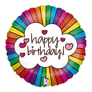 Retro rainbow Happy Birthday Patterned Balloon