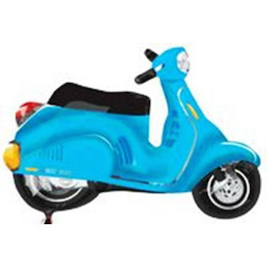 Blue Scooter Shaped Foil Balloon