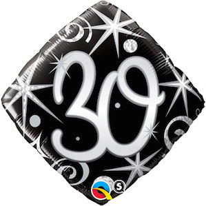 Black Square 30th Birthday Foil Balloon