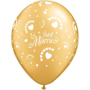 Just Married Gold latex Balloon