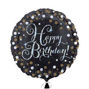  Happy Birthday Black Round Foil Balloon