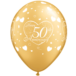 50th Anniversary Gold Latex Balloon