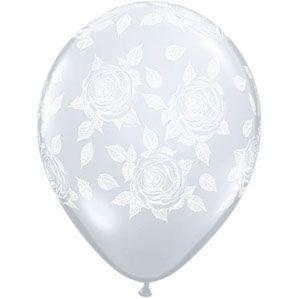 Rose Printed Silver latex Balloon