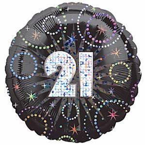 Black 21st Birthday Foil Balloon