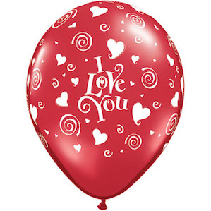 I Love You Red Swirling Hearts Balloon