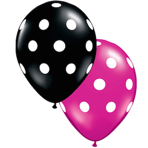Black and Magenta Big Polka Dot  Balloons