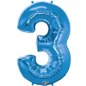 Blue Number 3 Balloon