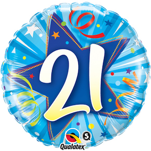 Blue 21st Birthday Balloon