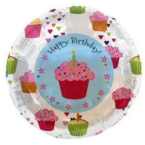 Round Birthday with Printed Cupcake Balloon