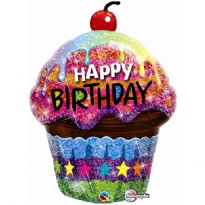 Large Foil Cupcake Happy Birthday Balloon