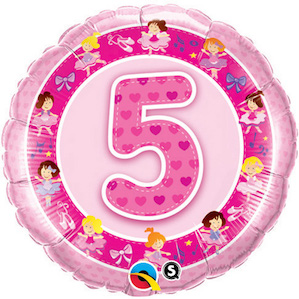 Round Pink fifth Birthday Balloon