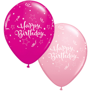 Happy Birthday Pink and Berry Balloons
