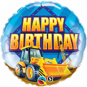 Yellow Digger Happy Birthday Round Balloon