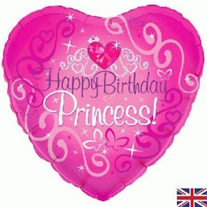 Happy Birthday Princess Heart Foil Balloon