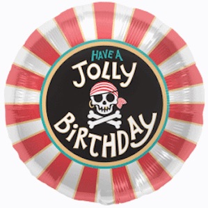Jolly Roger Pirate Happy Birthday Round Balloon