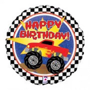 Monster Truck Happy Birthday Round Balloon