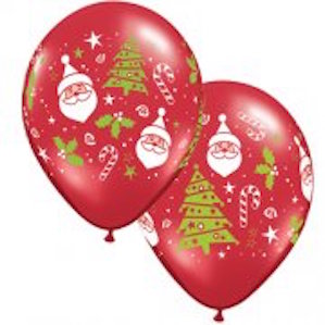 Santa and Christmas Tree Printed Balloons