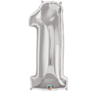 Silver Number 1 Balloon
