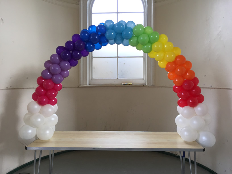 Rainbow Coloured Balloon Arch