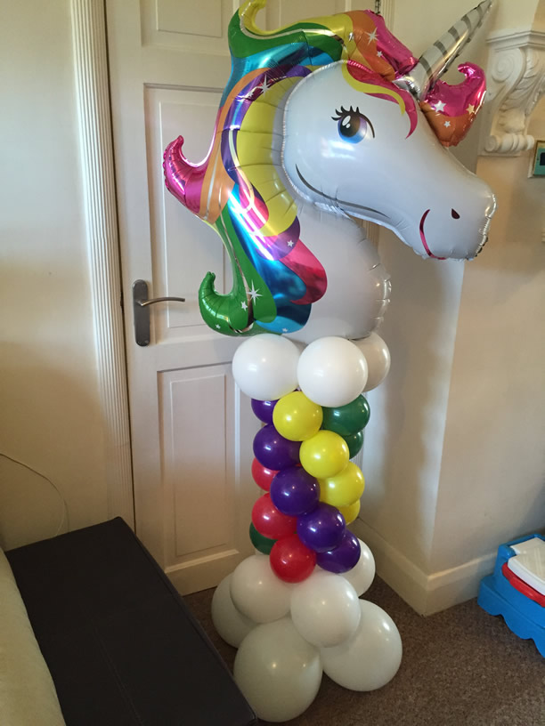 Unicorn Multicoloured Balloon Column
