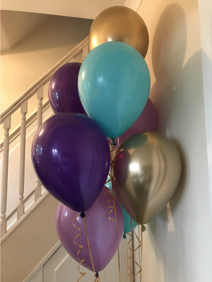 Gold, Blue and Purple Foil Balloon Bouquet