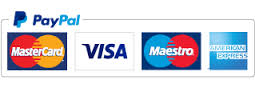 Paypal, Mastercard, Visa, Maestro, American Express